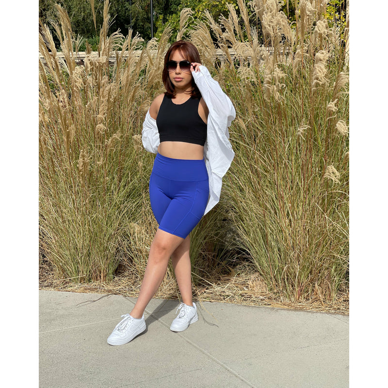 ROYAL BLUE BIKER SHORTS